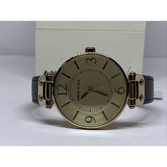 Anne Klein 10/9168 Women's Black Leather Band Analog Dial Quartz Watch WAT169 - Picture 7 of 12